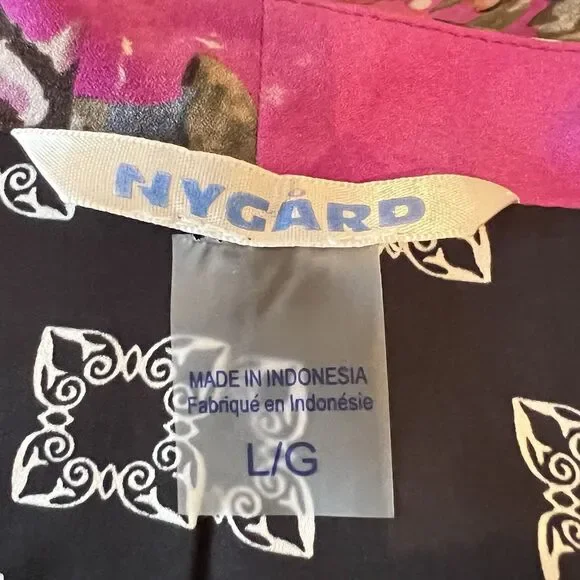 Nygard Open Front Kimono Duster Size Large Vibrant Colors Contrasting Lining - Picture 8 of 9